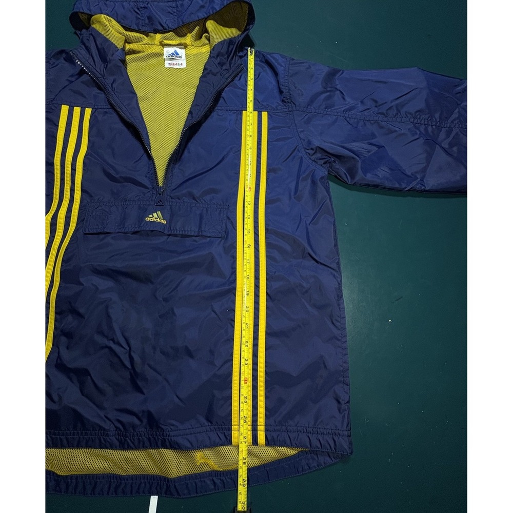 Vintage 90s Adidas 3 Stripe‎ Windbreaker Jacket Men's Large Blue Hooded Anorak - Picture 12 of 12